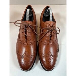 Cole Haan Wingtip Oxfords Mens 7 British Tan Grand 360 Leather NWOB